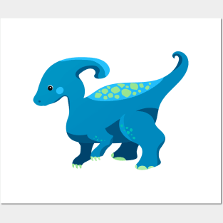 blue cute dinosaur Posters and Art